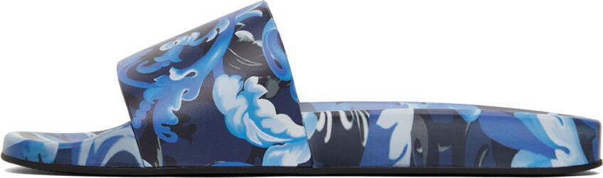 Versace Blue Baroccoflage Slides - Picture 4