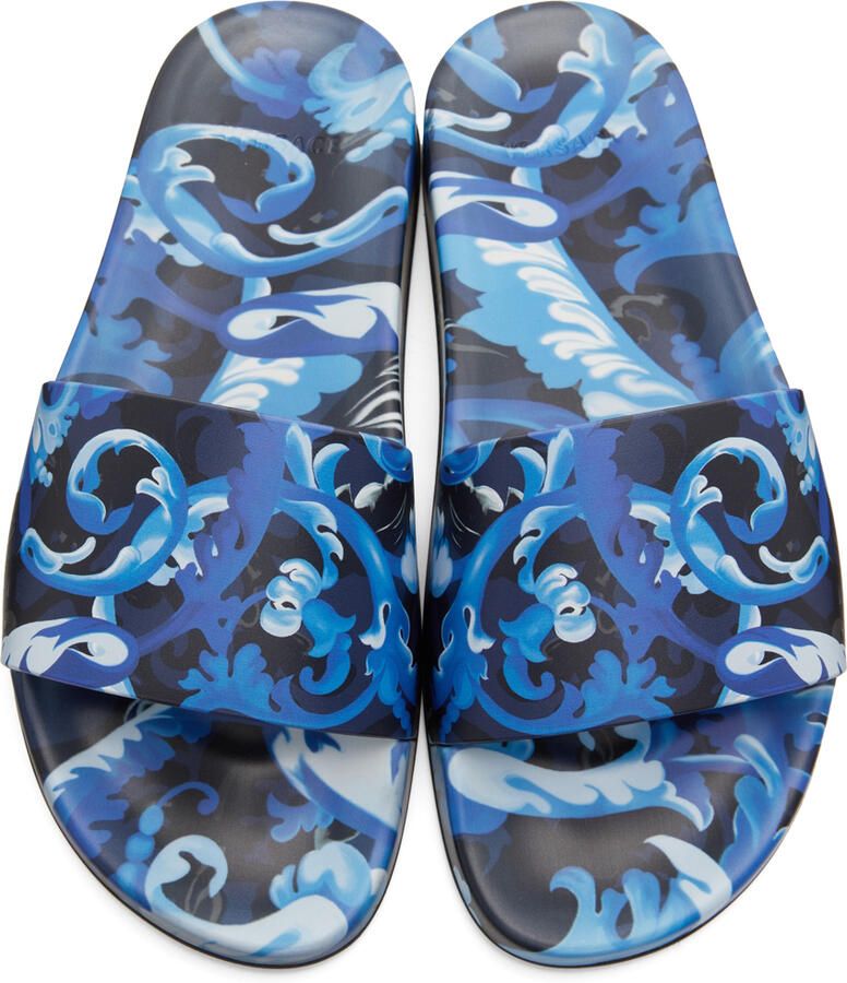 Versace Blue Baroccoflage Slides