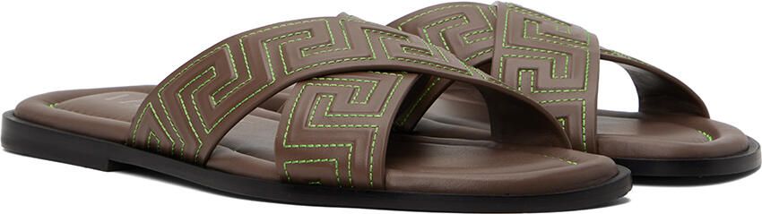 Versace Brown Greca Sandals - Picture 2
