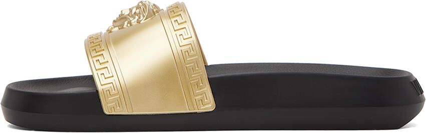 Versace Gold & Black Medusa Slides - Picture 4