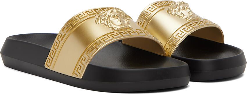 Versace Gold & Black Medusa Slides - Picture 2