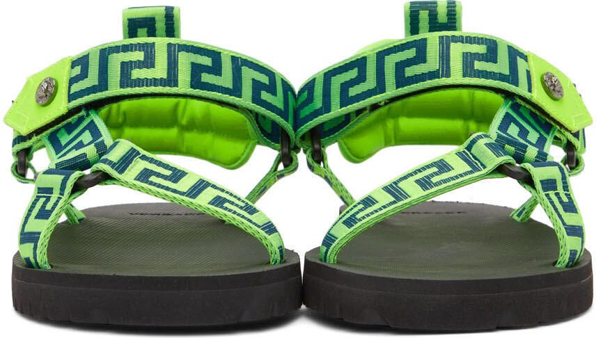 Versace Green 'La Greca' Sandals - Picture 2