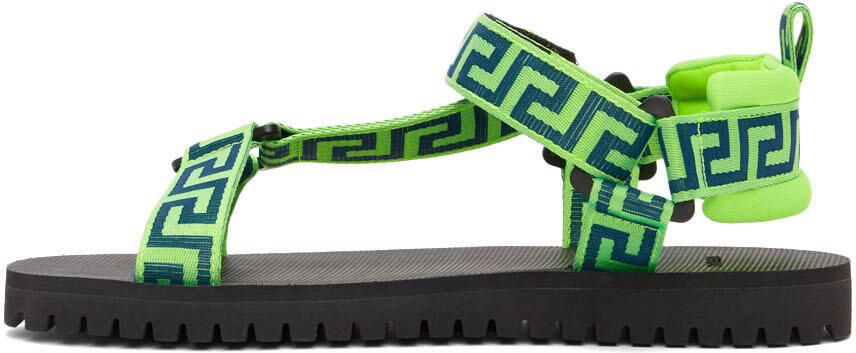 Versace Green 'La Greca' Sandals - Picture 4
