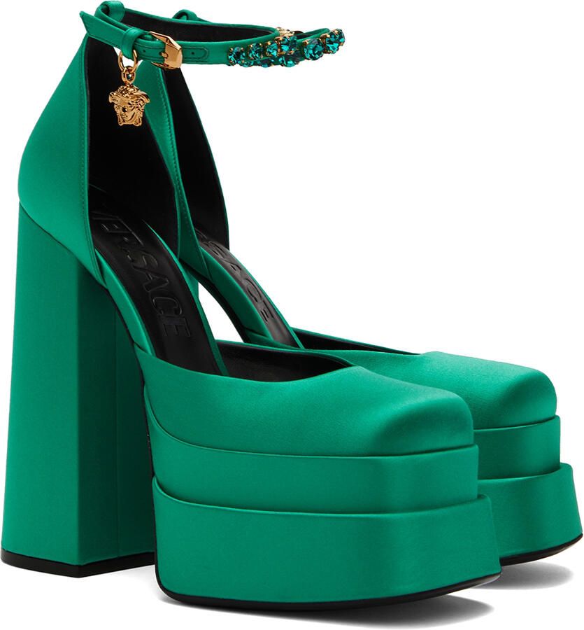 Versace Green Medusa Aevitas Platform Heels - Picture 2