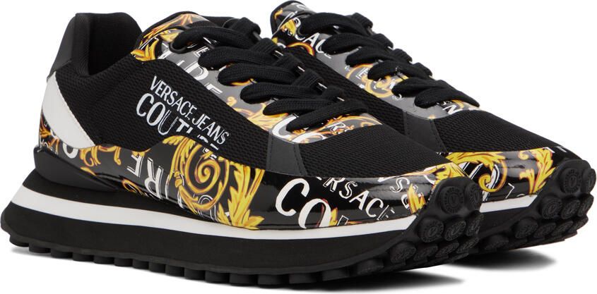 Versace Jeans Couture Black & Gold Fondo Spyke Sneakers - Picture 2