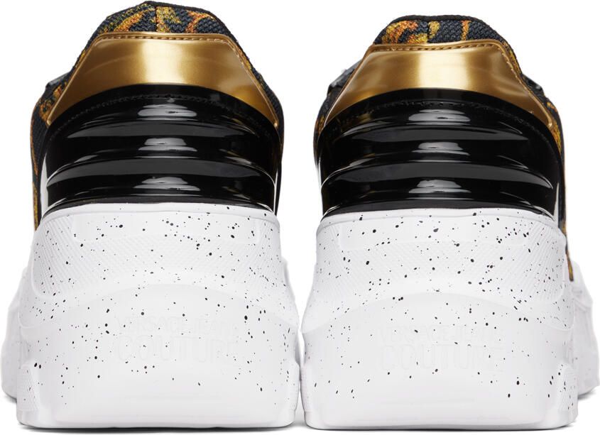Versace Jeans Couture Black & Gold Printed Sneakers
