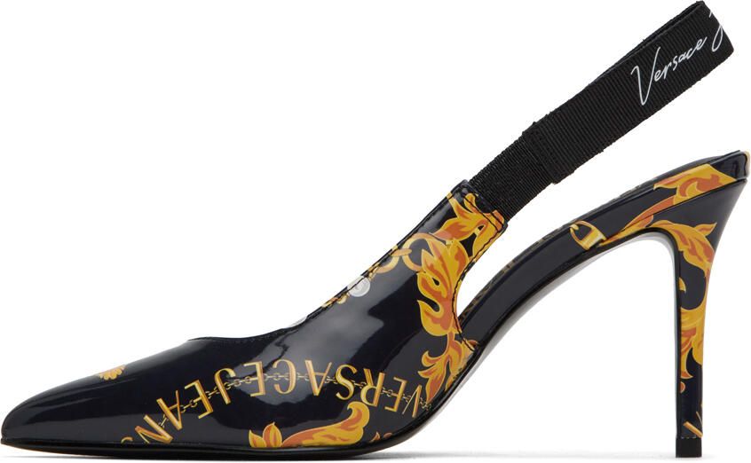 Versace Jeans Couture Black & Gold Scarlett Heels - Picture 3