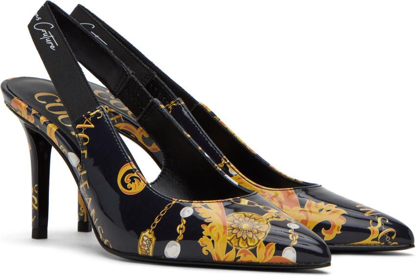 Versace Jeans Couture Black & Gold Scarlett Heels - Picture 2