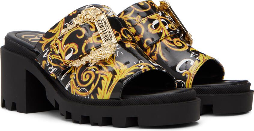 Versace Jeans Couture Black & Gold Winny Heeled Sandals - Picture 2