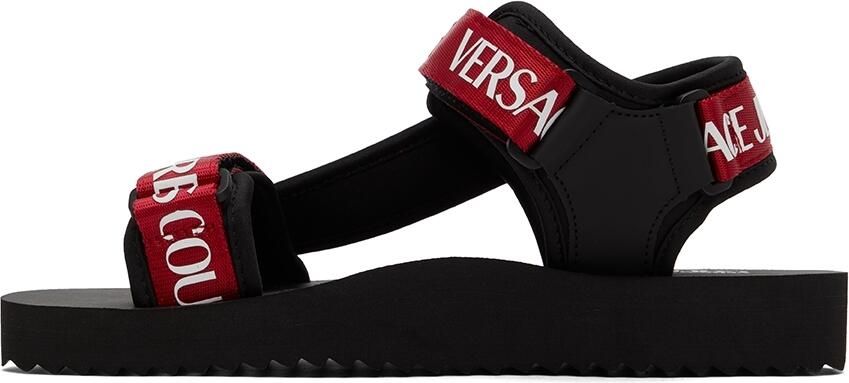 Versace Jeans Couture Black & Red Fondo Strap Sandals - Picture 3