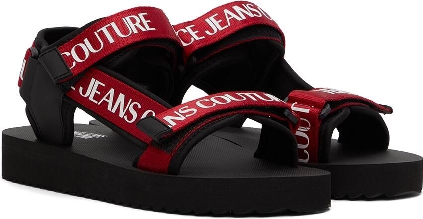 Versace Jeans Couture Black & Red Fondo Strap Sandals - Picture 2