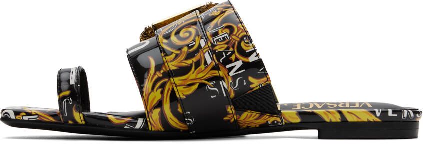 Versace Jeans Couture Black & Yellow Millie Sandals - Picture 3