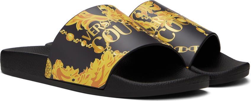 Versace Jeans Couture Black Barocco Slides - Picture 2