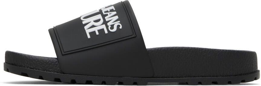 Versace Jeans Couture Black Embossed Pool Slides - Picture 3