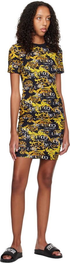 Versace Jeans Couture Black Embossed Pool Slides - Picture 4