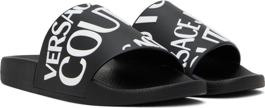 Versace Jeans Couture Black Embossed Pool Slides - Picture 2