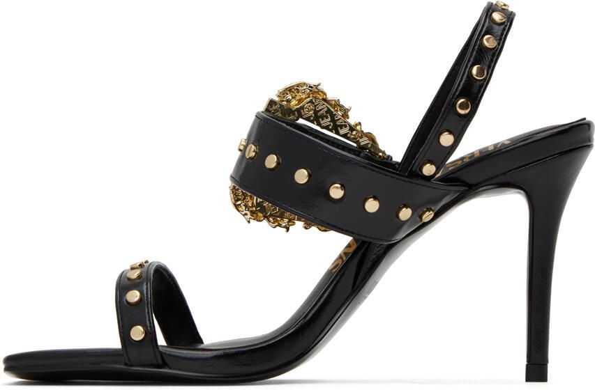 Versace Jeans Couture Black Emily Baroque Heeled Sandals - Picture 2