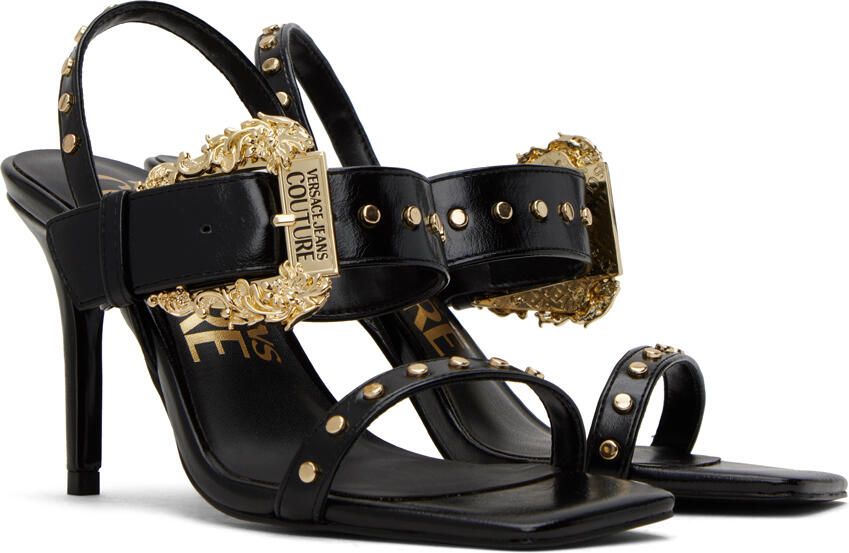 Versace Jeans Couture Black Emily Baroque Heeled Sandals - Picture 3