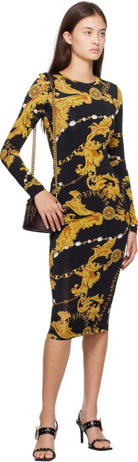 Versace Jeans Couture Black Emily Baroque Heeled Sandals - Picture 4