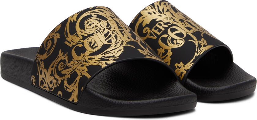 Versace Jeans Couture Black Graphic Slides - Picture 2