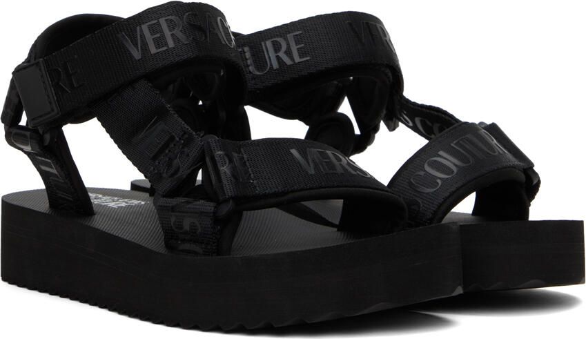 Versace Jeans Couture Black Platform Flat Sandals