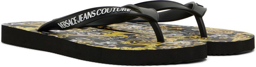 Versace Jeans Couture Black Printed Flip Flops - Picture 3