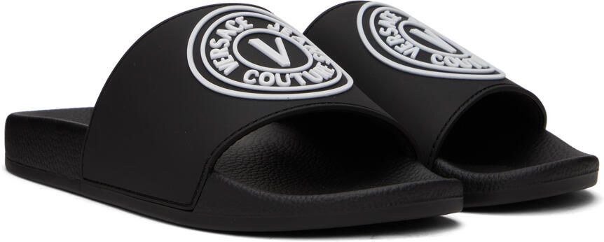 Versace Jeans Couture Black V-Emblem Slides - Picture 2