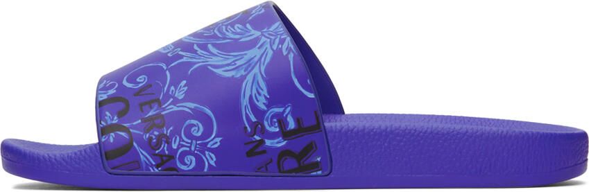 Versace Jeans Couture Blue Logo Couture Slides - Picture 4