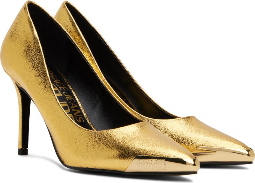 Versace Jeans Couture Gold Crackle Heels - Picture 2