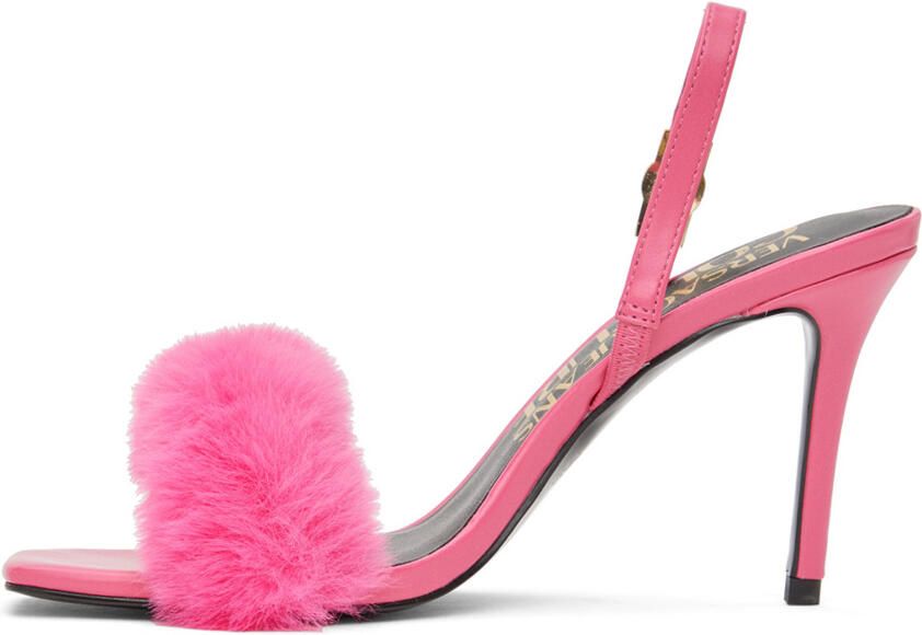 Versace Jeans Couture Pink Fur Emily Heeled Sandals - Picture 3