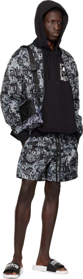 Versace Jeans Couture White & Black Embossed Pool Slides - Picture 3