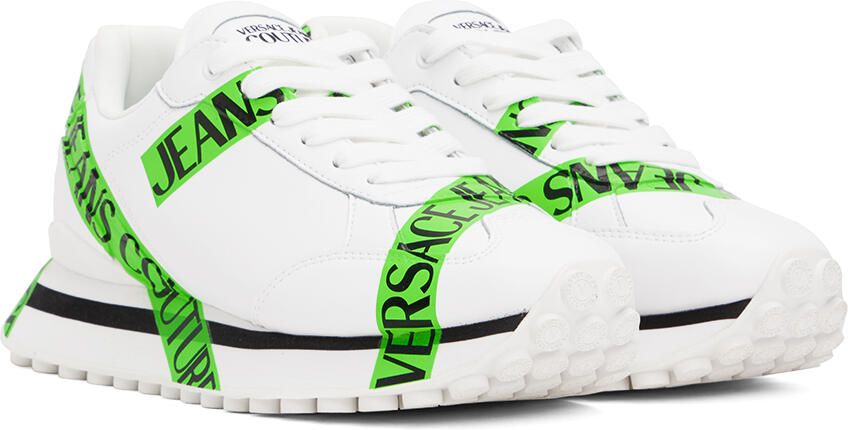 Versace Jeans Couture White & Green Spyke Sneakers - Picture 2