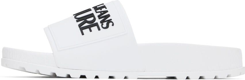 Versace Jeans Couture White Embossed Pool Slides - Picture 3