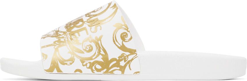 Versace Jeans Couture White Logo Couture Slides - Picture 3