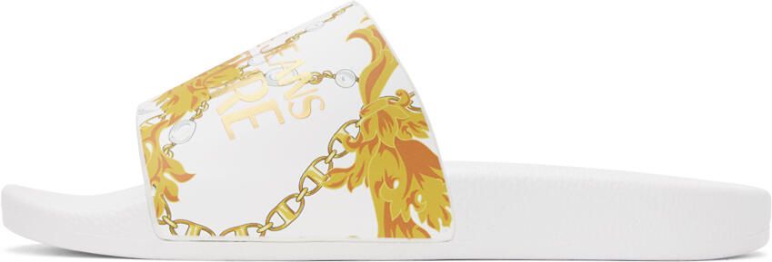 Versace Jeans Couture White Shelly Chain Couture Slides - Picture 4