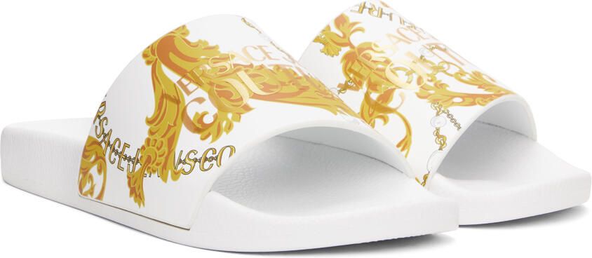 Versace Jeans Couture White Shelly Chain Couture Slides - Picture 2
