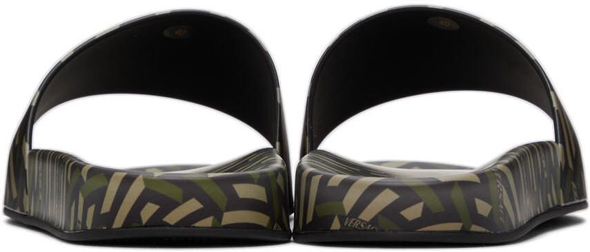 Versace Khaki Monogram Slides - Picture 2