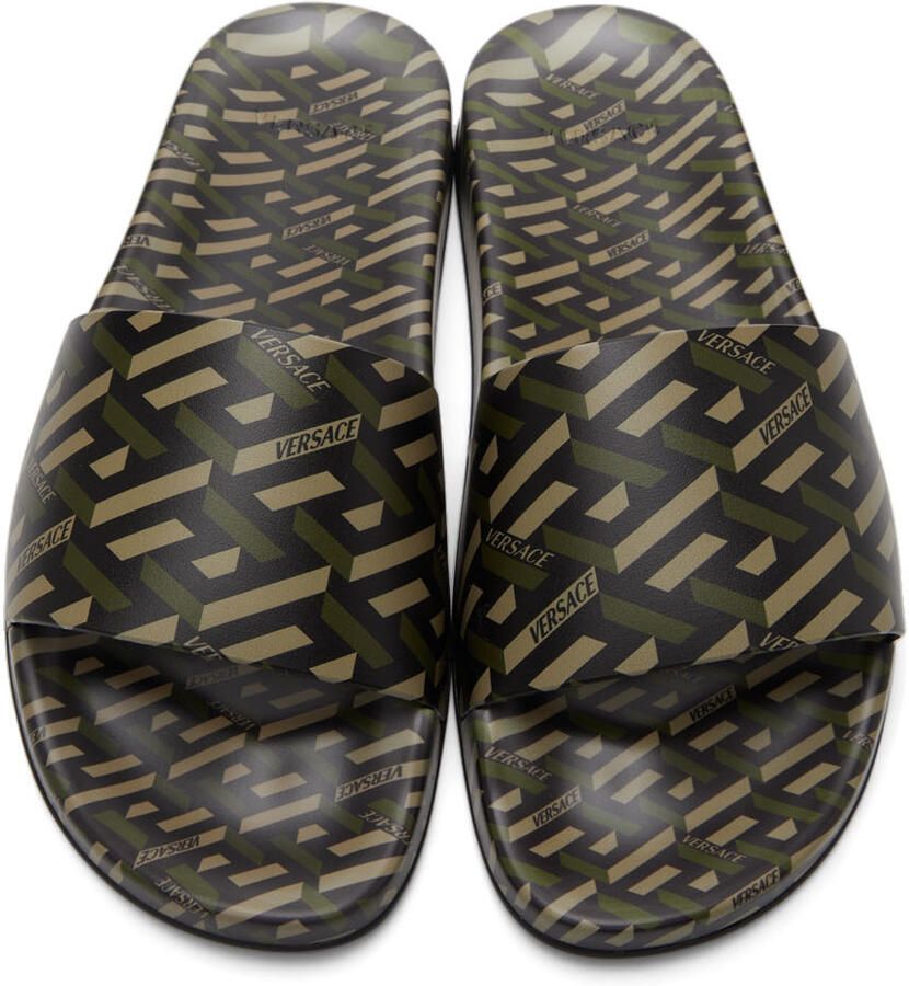 Versace Khaki Monogram Slides