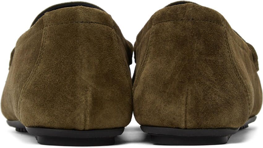 Versace Khaki Suede Penny Loafers