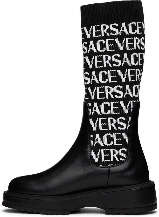 Versace Kids Black Logo Boots