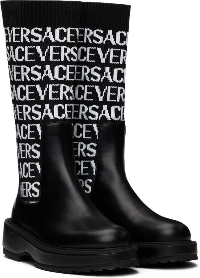 Versace Kids Black Logo Boots - Picture 2