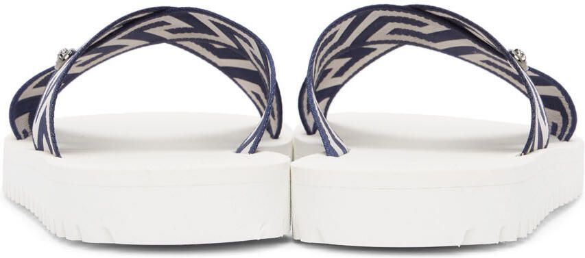 Versace Navy & White Nastro Greca Sandals - Picture 2