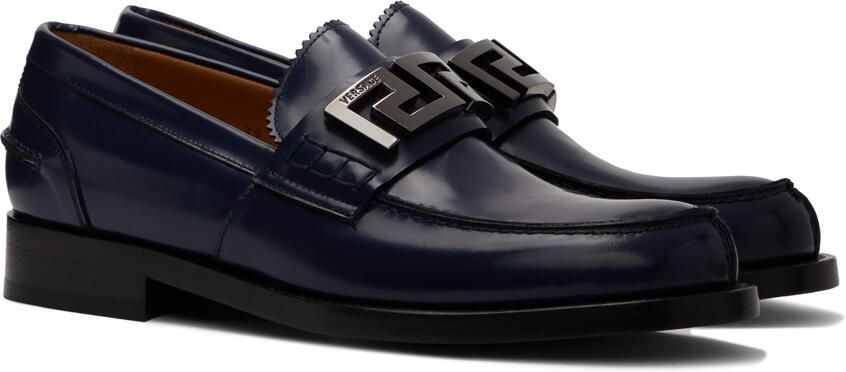 Versace Navy 'La Greca' Plaque Loafer - Picture 2