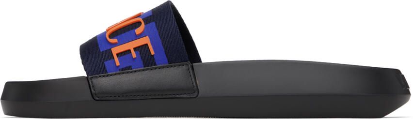Versace Navy Webbing Slides - Picture 3