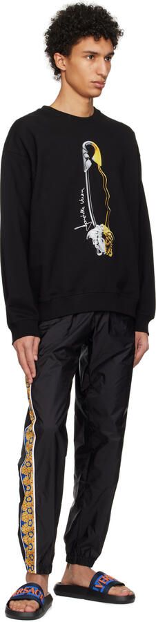 Versace Navy Webbing Slides - Picture 4