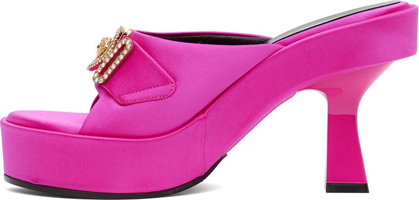 Versace Pink Medusa Biggie Crystal Mules - Picture 3