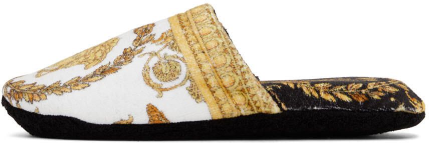 Versace White & Black Baroque Slippers - Picture 3