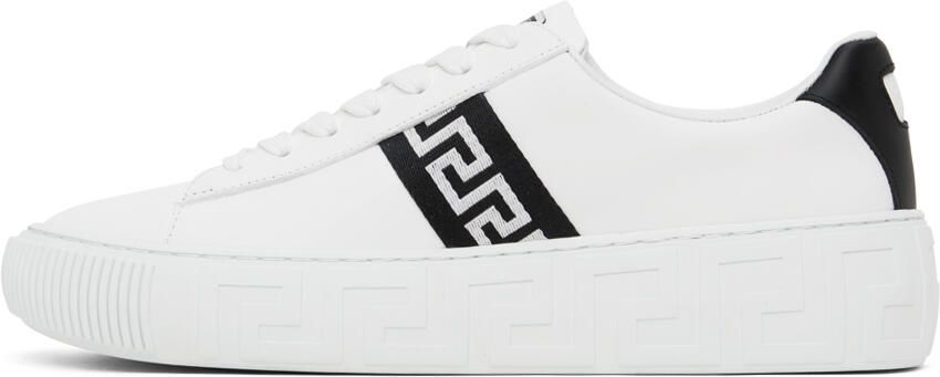 Versace White & Black Greca Sneakers - Picture 5