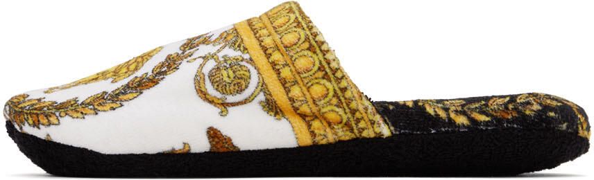 Versace White & Black I Heart Baroque Slippers - Picture 4