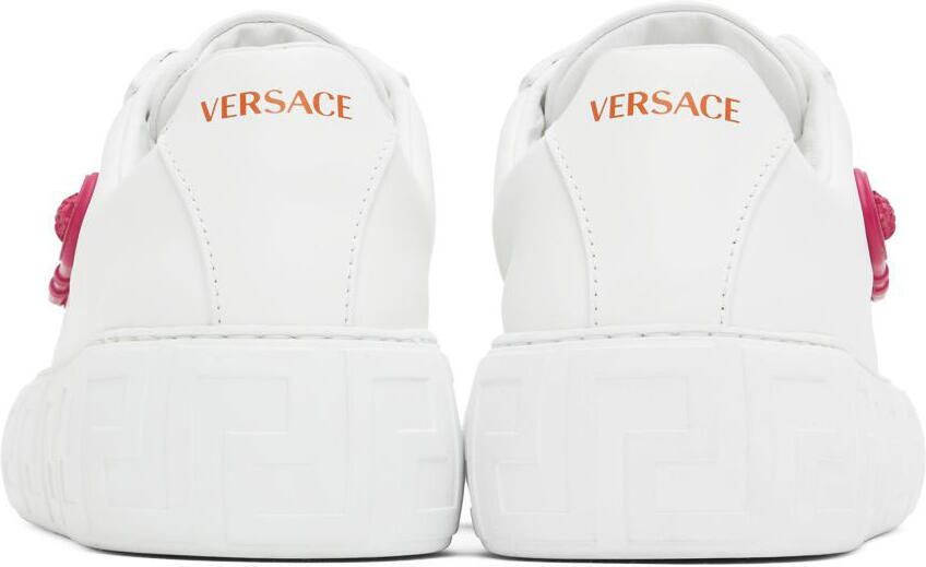 Versace White & Pink Safety Pin Sneakers